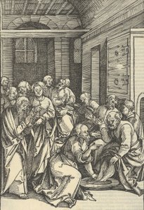 Christus wäscht die Füße des Heiligen Petrus, aus Speculum passionis domini nostri Ihesu Christi, 1507 von Hans Schäufelein the Elder