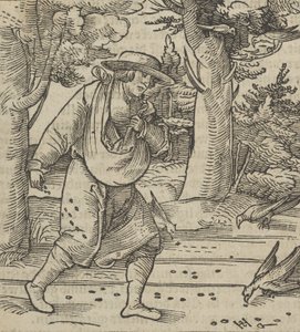 Die Vögel fressen die Samen des Sämanns, aus Hymmelwagen auff dem, wer wol lebt..., 1517