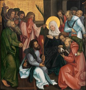 Die Entschlafung der Jungfrau, Rückseite Christus trägt das Kreuz
