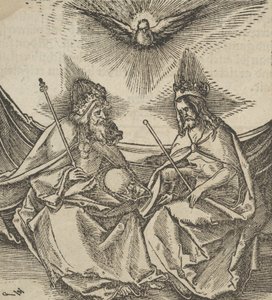 Die Heilige Dreifaltigkeit, aus Hymmelwagen auff dem, wer wol lebt..., 1517 von Hans Schäufelein the Elder