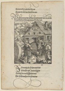 Von Fürwittig gedrängt, versucht Theuerdanck einen Polierstein zu manipulieren, aus Theuerdanck, 1517 von Hans Schäufelein the Elder