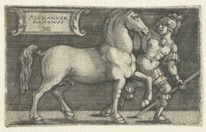 Alexander der Große mit seinem Pferd Bucephalus von Hans Sebald Beham