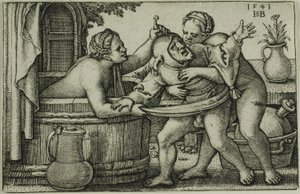 Narr und zwei badende Frauen von Hans Sebald Beham