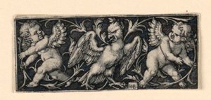 Fries mit zwei Putti, die vor einem Adler fliehen von Hans Sebald Beham