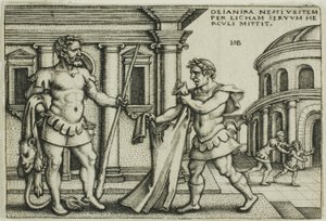 Lichas bringt das Gewand des Nessus zu Herkules, aus Die Arbeiten des Herkules von Hans Sebald Beham