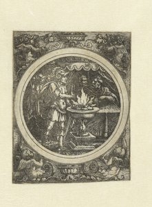Mucius Scaevola mit seiner rechten Hand im Feuer von Hans Sebald Beham