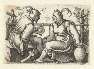 Narr mit Phallus und weiblicher Narr von Hans Sebald Beham