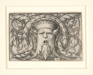 Tafel mit einem Maskaron (Ornament mit einer Maske)
