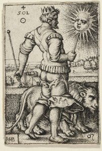 Sonne, Platte vier aus Die sieben Planeten mit den Tierkreiszeichen von Hans Sebald Beham