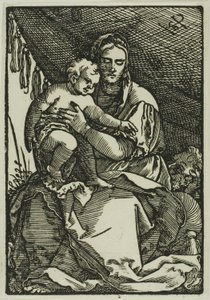 Die Heilige Familie unter dem Baldachin von Hans Sebald Beham