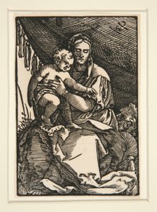 Die Heilige Familie unter dem Baldachin von Hans Sebald Beham
