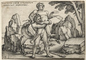 Die Arbeiten des Herkules: Herkules zerquetscht Antäus von Hans Sebald Beham