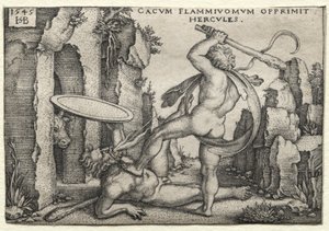 Die Arbeiten des Herkules: Herkules tötet den Riesen Cacus von Hans Sebald Beham