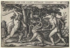 Die Arbeiten des Herkules: Herkules tötet die lernäische Hydra von Hans Sebald Beham