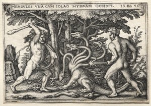 Die Arbeiten des Herkules: Herkules tötet die lernäische Hydra von Hans Sebald Beham