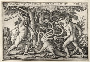 Die Arbeiten des Herkules: Herkules tötet die lernäische Hydra von Hans Sebald Beham