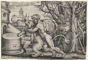 Die Arbeiten des Herkules: Herkules erwürgt den Nemeischen Löwen