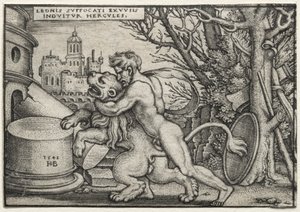 Die Arbeiten des Herkules: Herkules erwürgt den nemeischen Löwen