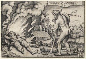 Die Arbeiten des Herkules: Herkules auf seinem Scheiterhaufen von Hans Sebald Beham