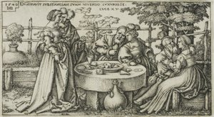Der verlorene Sohn verschwendet sein Vermögen, Platte zwei aus Die Geschichte des verlorenen Sohnes von Hans Sebald Beham
