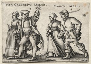 Die Dorfhochzeit: Her Gregorius Mercz / Marcus April von Hans Sebald Beham
