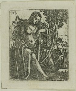Frau mit einer Harfe von Hans Sebald Beham