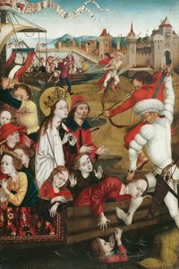 Martyrium der hl. Ursula und ihrer Gefährtinnen (Vorderseite); Untere Hälfte einer Heiligenfigur (Rückseite)