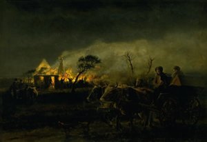 Ein brennender Bauernhof