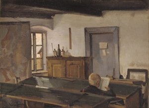 Ein Klassenzimmer mit einem lesenden Jungen von Hans Smidth