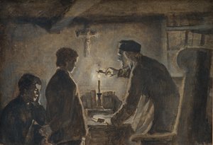 Pastor Sören bläst die Kerze an Silvester aus von Hans Smidth