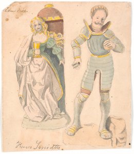 Studie mit zwei Figuren nach dem Altarbild in der Estvad Kirche, Ringkøbing Amt