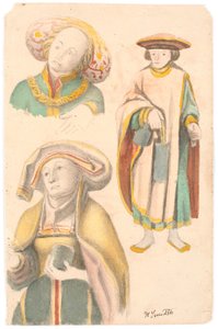 Studie mit drei Figuren nach dem Altarbild in der Kirche von Estvad, Ringkøbing Amt von Hans Smidth