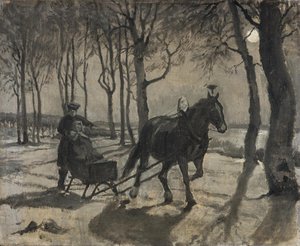 Schlittenfahrt nach Fussingø von Hans Smidth