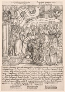 Maximilian wird von seinen Schutzheiligen dem Allmächtigen vorgestellt von Hans Springinklee