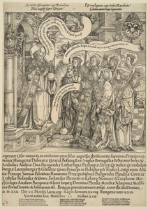 Der Kaiser Maximilian wird von seinen Schutzheiligen Christus vorgestellt von Hans Springinklee