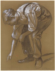 Ein Mann, der sich bückt von Hans Thoma