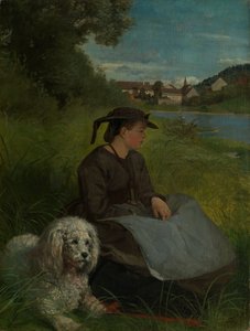Agathe mit weißem Hund
