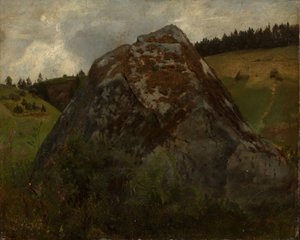 Felsblock in einem Wiesental von Hans Thoma