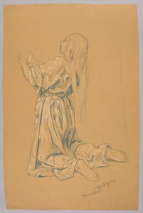Studie einer knienden Frau von Hans Thoma