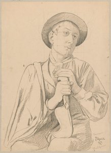 Studie eines jungen Italieners in Tracht - Gärtner aus Cargnacco von Hans Thoma