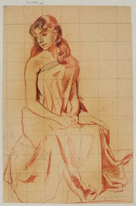 Studie einer jungen Frau in Draperie gehüllt von Hans Thoma