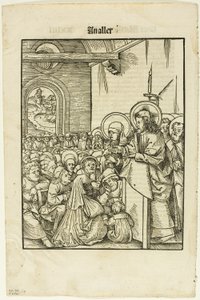 Christus predigt, aus Leben Jesu Christi, Tafel 19 aus Holzschnitten aus Büchern des XVI. Jahrhunderts