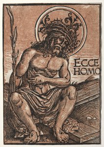 Der Schmerzensmann auf dem Kreuz sitzend, ca. 1522 von Hans Weiditz