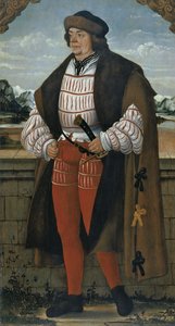 Der Hofnarr bekannt als Ritter Christoph, 1515 von Hans Wertinger von