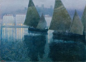 Mondnacht in einem istrischen Hafen von Hans Wilt