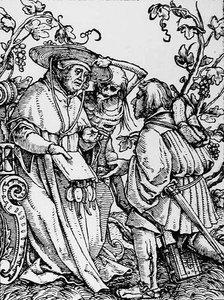 Tod und der Kardinal, aus Der Totentanz, graviert von Hans Lutzelburger, ca. 1538 von Hans after Holbein the Younger