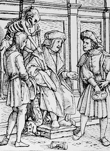 Tod und der Richter, aus Der Totentanz, graviert von Hans Lutzelburger, ca. 1538 von Hans after Holbein the Younger