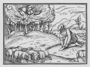 Gott erscheint Mose im brennenden Dornbusch, Exodus III, 5 von Hans after Holbein the Younger