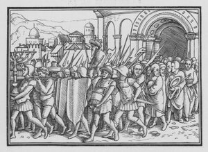 Schischak plündert Jerusalem, 2 Chroniken XII, 9 von Hans after Holbein the Younger