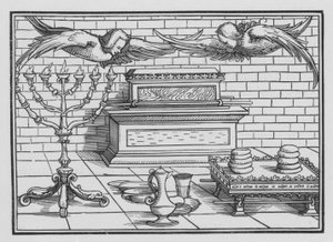 Die Bundeslade, der Gnadenthron, die Cherubim, der Tisch und der Leuchter, Exodus XXV, 21, 22 von Hans after Holbein the Younger